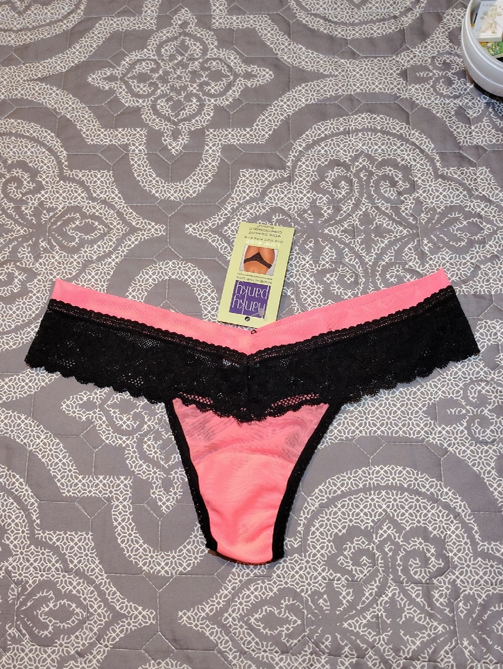 NWT Hanky Panky Low Rise Pink And Black Thong